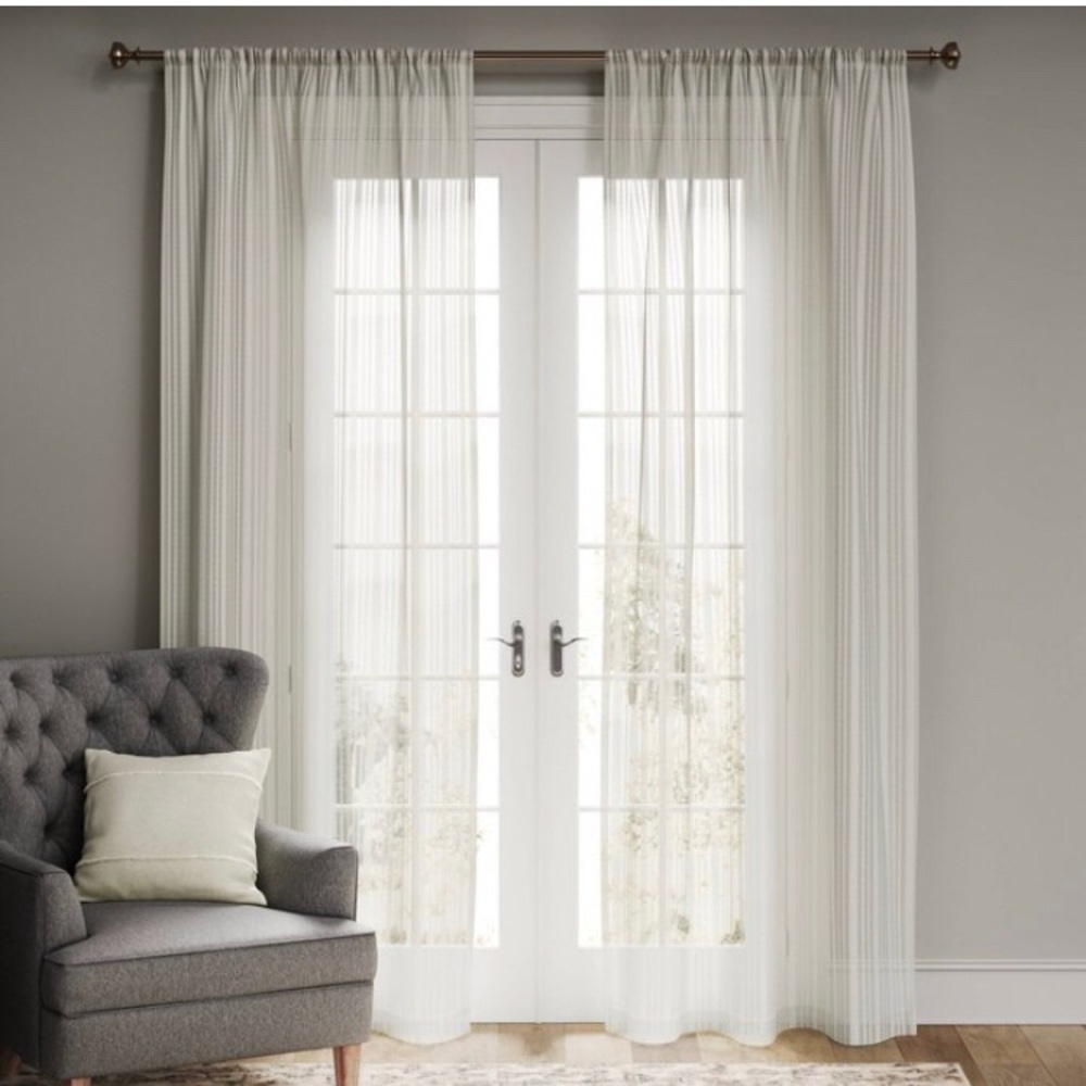 🐚 2pcs Threshold breezy curtains sheer